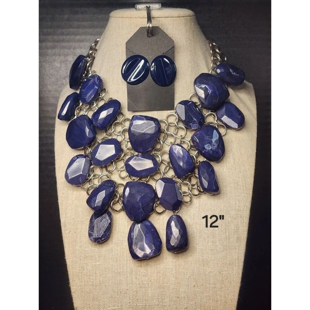 22. Cobalt Freeform Stone Bib Set